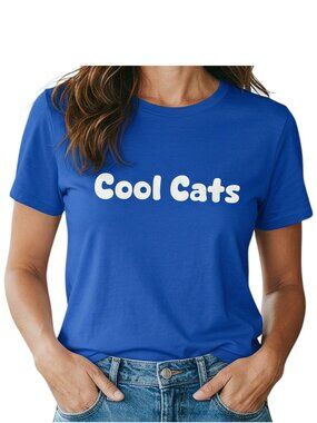 GILDAN Royal Blue Cool Cats Short Sleeve T-Shirt - Size Medium